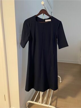 MM Lafleur Navy-Black Short Sleeve Midi Dress